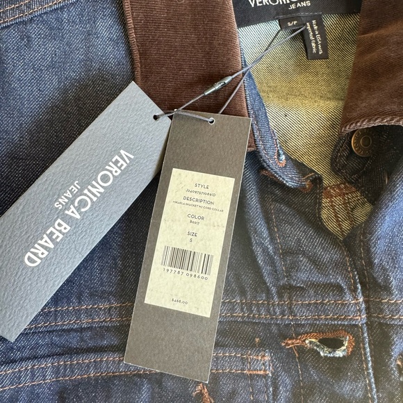 Veronica Beard Dark Denim Jacket with Brown Collar - Picture 12 of 12